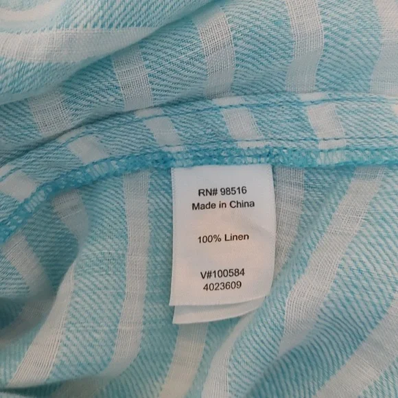 Coldwater Creek Aqua Striped Blouse - Picture 4 of 5